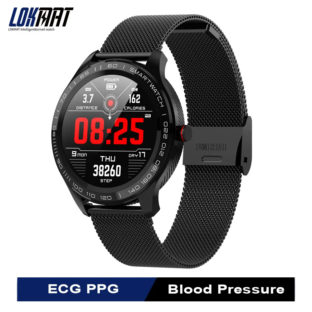 LOKMAT Bluetooth Fitnesss Tracker SmartWatch Men ECG PPG Heart Rate Blood Pressure Music 5ATM Waterproof Smart Watch For Ios | Электроника