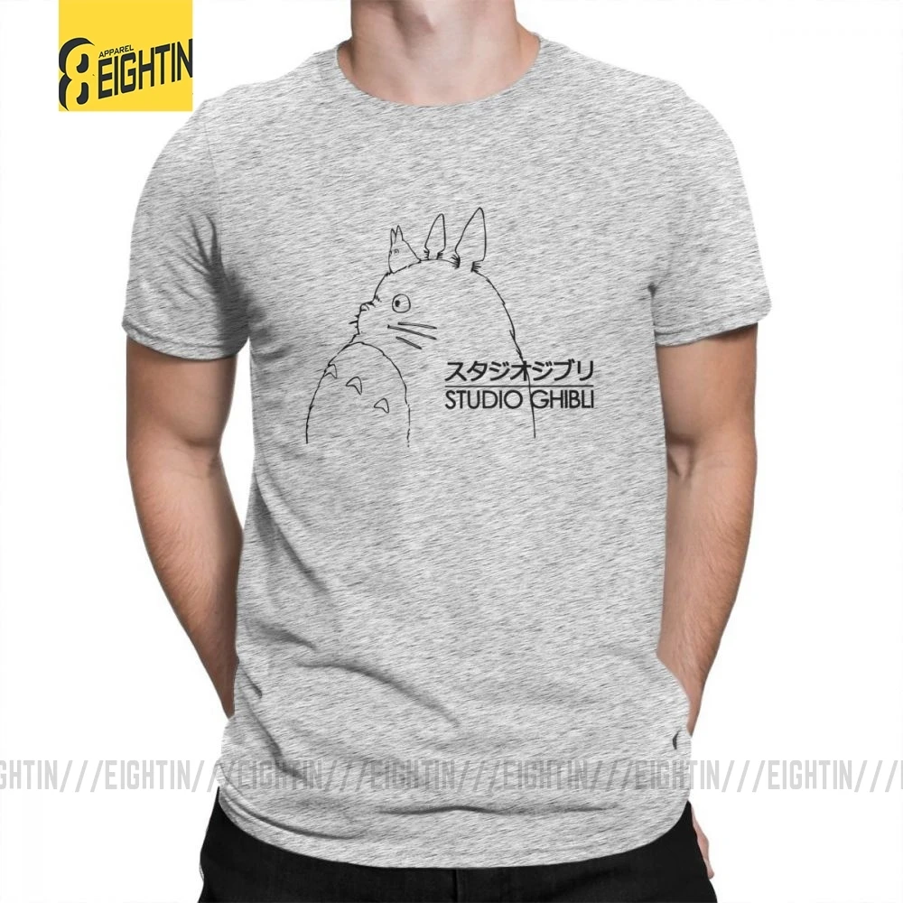 My neighit Totoro Studio Ghibli TotoroT-футболки Хаяо Миядзаки, мужские футболки с коротким рукавом, летняя одежда, футболки из чистого хлопка - Цвет: Серый