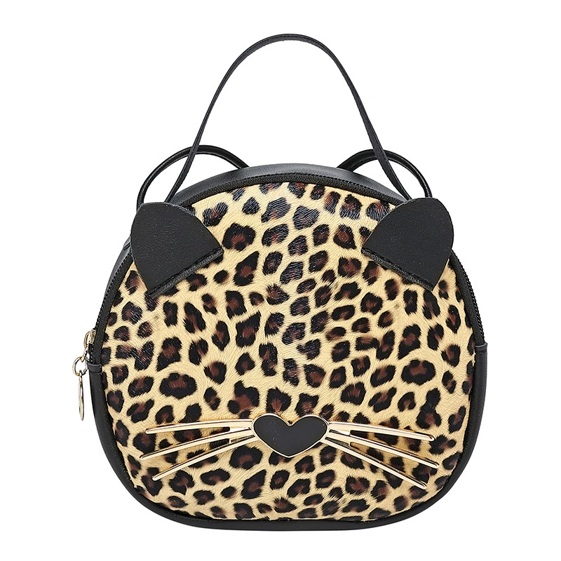

Leopard Woman Bag Cat Ears Designer Handbag Quality Top 11 Single Leopard Small Round Bag 2019 Autumn and Winter Messenger Bag