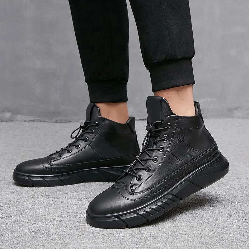 Новая трендовая кожаная обувь, мужские модные кроссовки с мехом внутри, мужская обувь больших размеров, удобные мужские дизайнерские кроссовки
