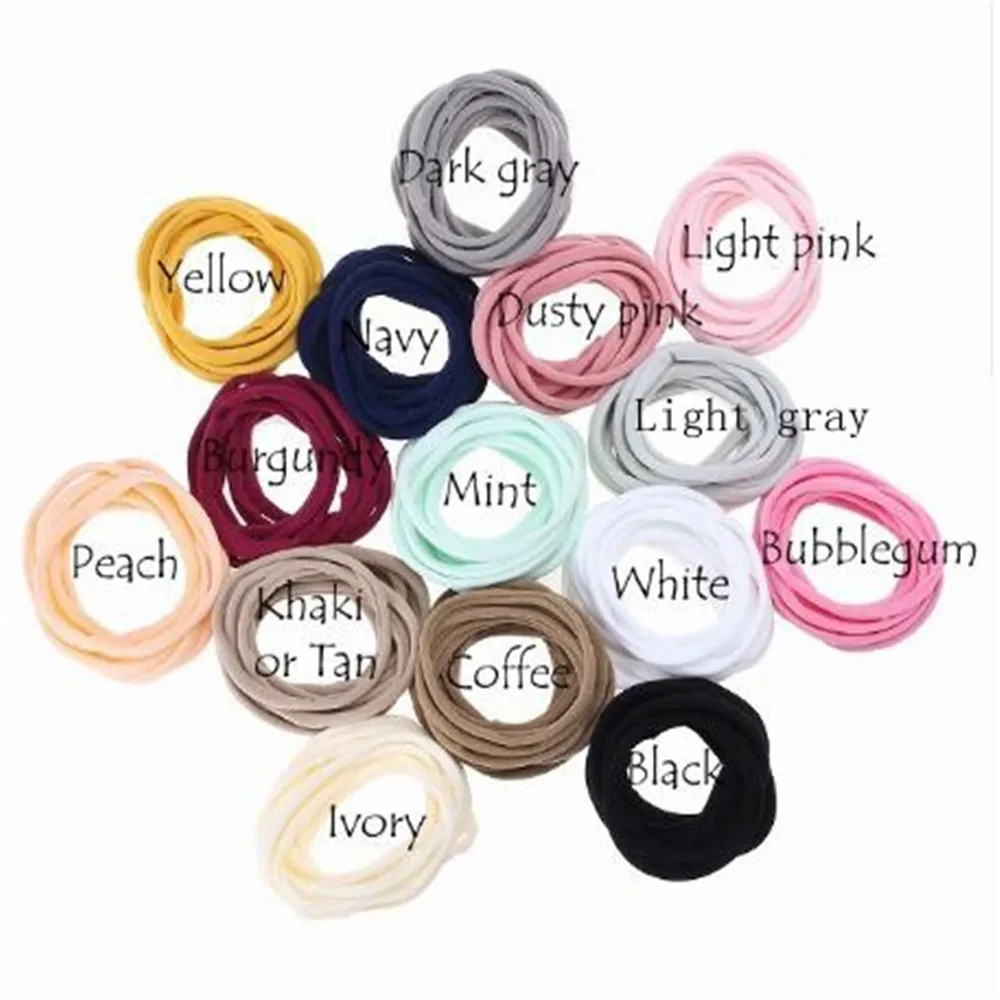 100pcs/lot Kids Accessories Super Soft Thin Nylon Headbands 6mm Width Wholesale Hair Elastic Hairbands Girls Turban For Children