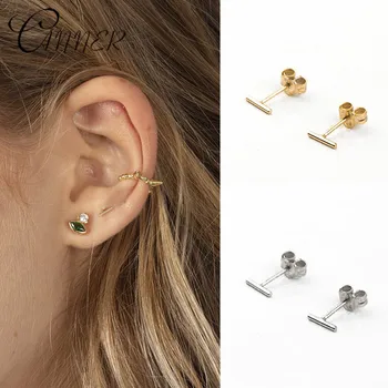 

CANNER Trendy Geometric T Bar Stud Earring for Women Minimalist Fashion Jewelry 925 Sterling Silver Charm Stud Earrings Bijoux