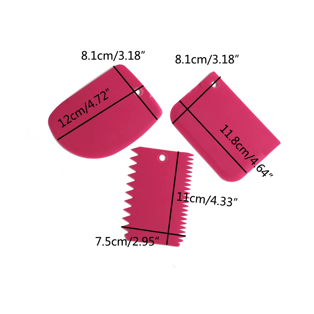 Cake Decorating Tools Silicone Spatula Dough Scraper Cream Spatula Cake Spatula 3 Pcs/Set Confectionery Spatula Plastic Pastry Dough Cutter for Cake Decorating