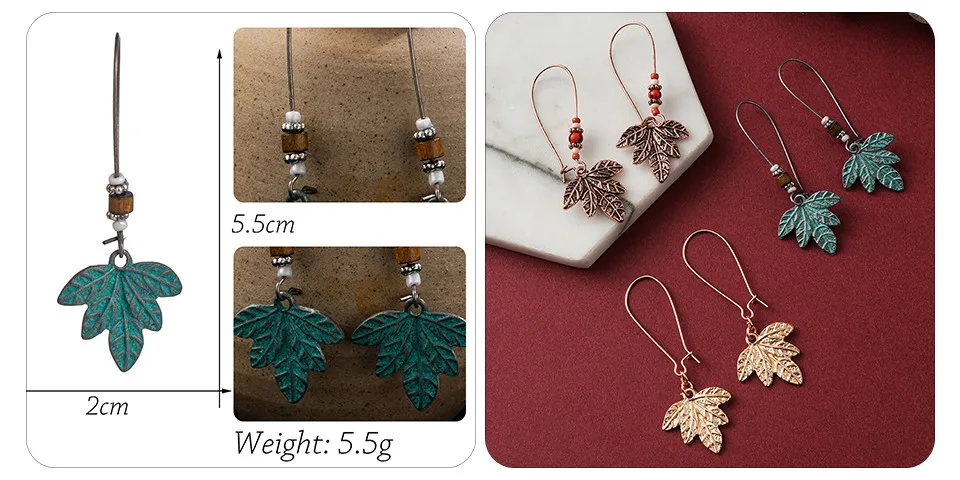 Ethnic Bronze Silver Rose Gold Color African Earrings Jewelry 14 Style Bohemian Metal Tassel Fringe Leaf Hanging Drop Earrings for Women&Girls Wholesale Dropshipping (6)