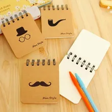 Мультфильм Мистер борода спираль книга катушки тетрадь kawaii выстроились пустой сетки бумага дневник школа планирования канцелярские принадлежности подарок