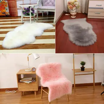 

60X90cm Fur Artificial Sheepskin Hairy Carpet Living Room Bedroom Rugs Skin Fur Plain Fluffy Area Rugs Washable Bedroom Faux Mat