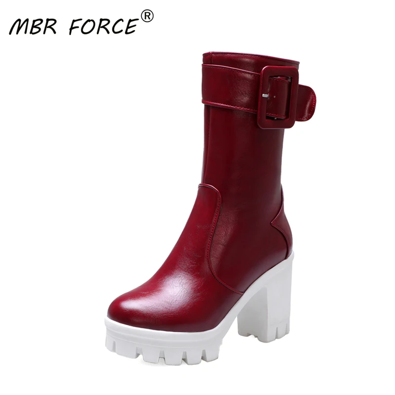 MBR FORCE/Модные женские классические ботинки до середины икры Удобная обувь