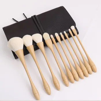 

New Bamboo Handle 10pcs Eye Make-up Brush For Foundation Powder Blush Eyeshadow Concealer Cosmetics Make-up Brushes Set Tools