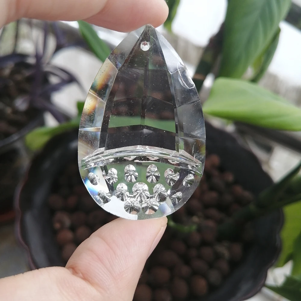 Camal 2pcs 50mm Clear Suncatcher Crystal Faceted Drop Chandelier Pendant Prism Hanging Ornament Fengshui Lamp Lighting Parts