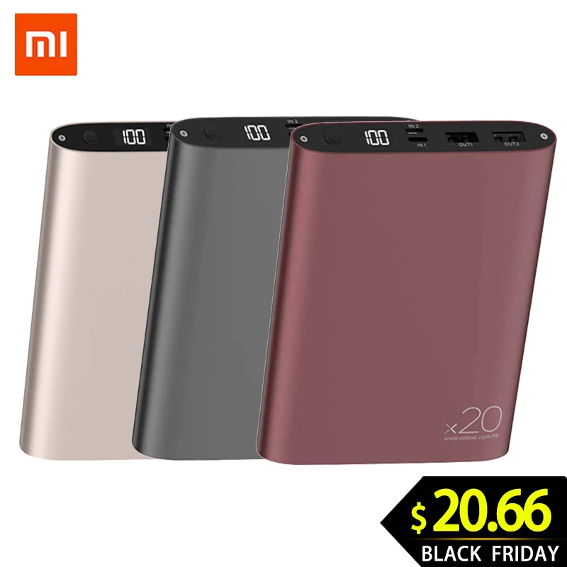 Solove power Bank 20000 мАч портативное зарядное устройство Быстрая зарядка мини банк питания для iOS Android телефон