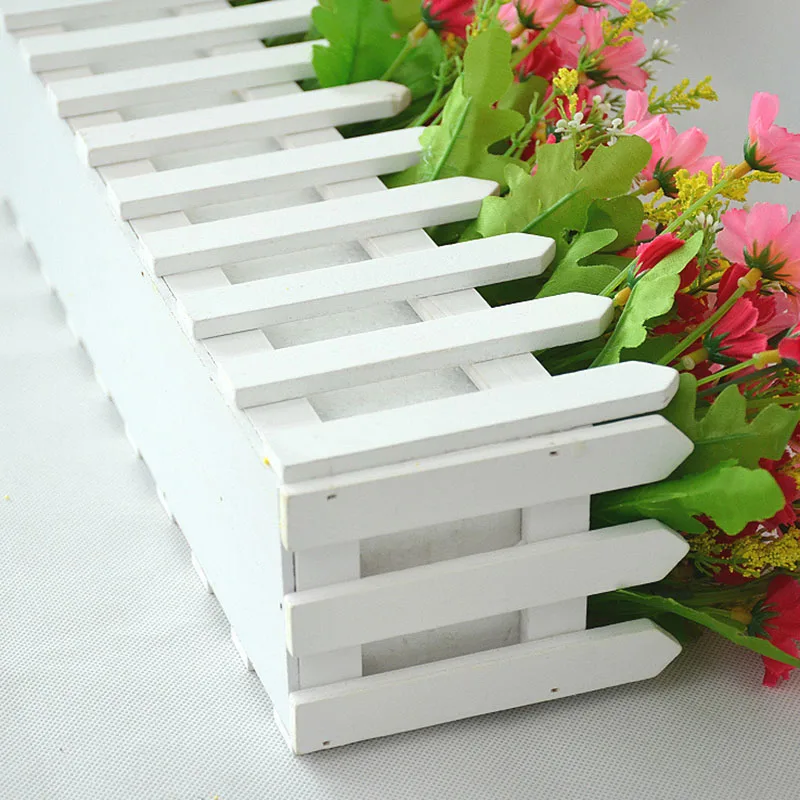 Wedding Decor Artificial Flower Fake Daisy in White Picket Fence Pot Pack Louis Simulation Artificial Flowers Garden Small Plant