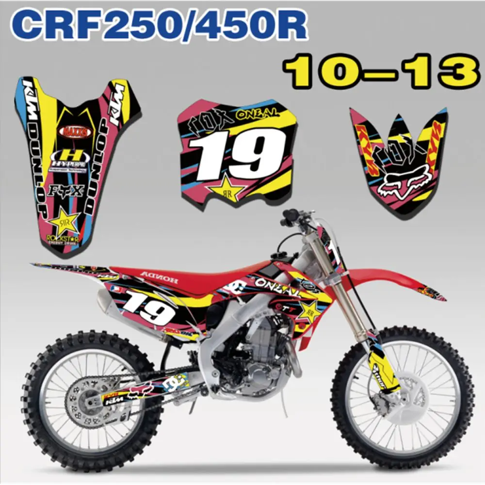 

New Full Graphics Decals Stickers Custom Number Name Glossy Bright Stickers Waterproof for 2010-2013 HONDA CRF250 CRF450