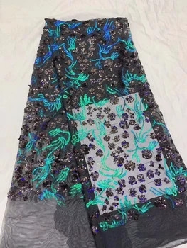 

Wholesale African Lace Fabric 2019 High quality Embroidered Lace with Sequins French Tulle Mesh Lace Fabric for Wedding Dress