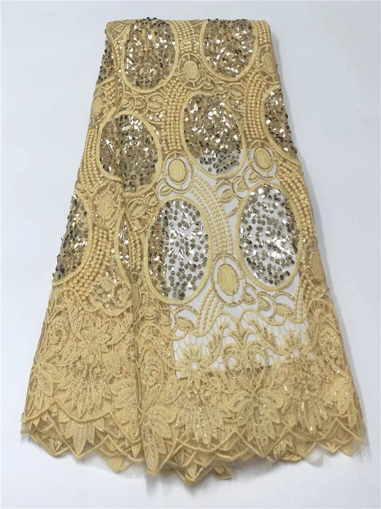 2019 African sequins tulle lace Hot new for Multi Color guipure african sequence cord fabric Nigerian wedding dresses | Дом и сад
