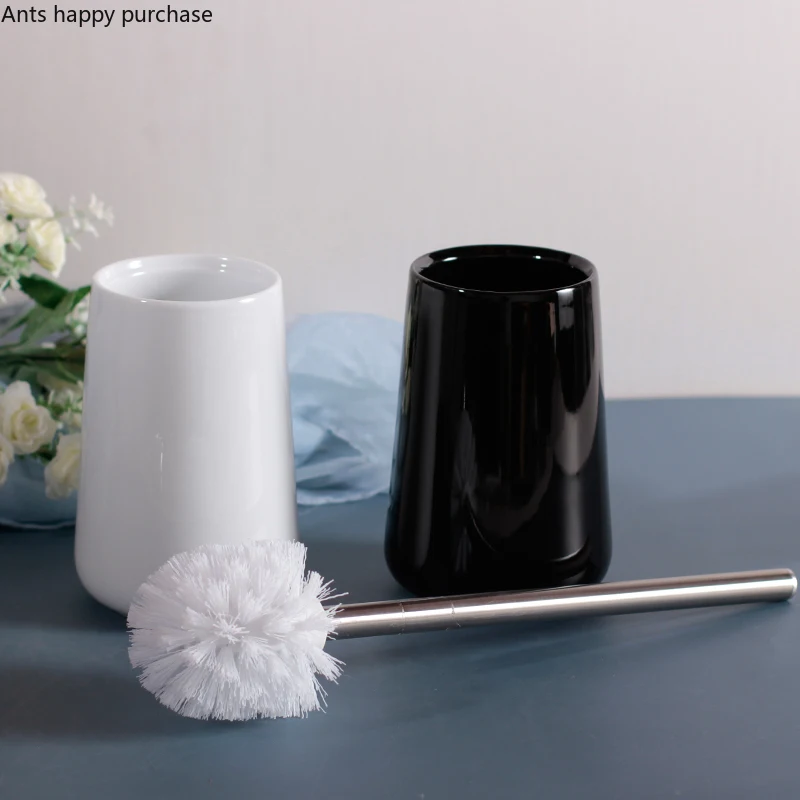 Stainless Steel Ceramic Toilet Brush Black White Toilet Brush Set Cleaning Tools Toilet Brush Holders Home Bathroom Accessories