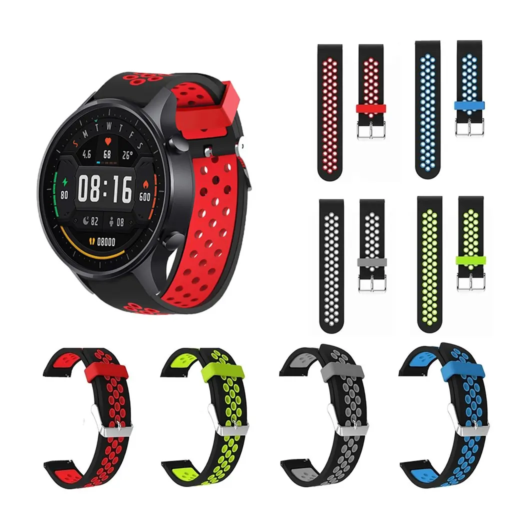 

For Xiaomi Watch Color (22Mm) Two-Tone Breathable Pin Buckle Strap Soft And Comfortable Silicone Strap Multiple Holes 1 Pcs