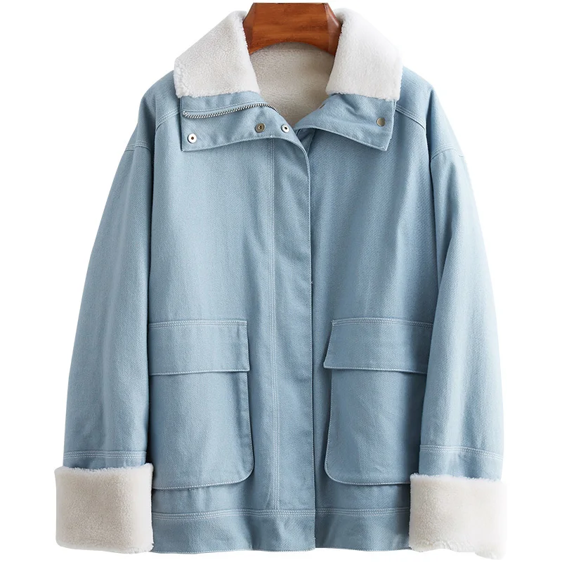 

2020 New Lamb Wool Coat Woman Loose Sheep Shearing Overcoat Joker Send Overcome