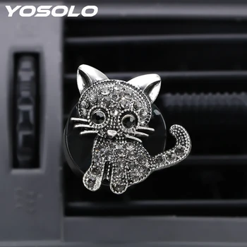 

YOSOLO Air Conditioner Adornment Clip Car Aroma Diffuser Auto Outlet Air Freshener Diamond Cat Car Air Vent Perfume