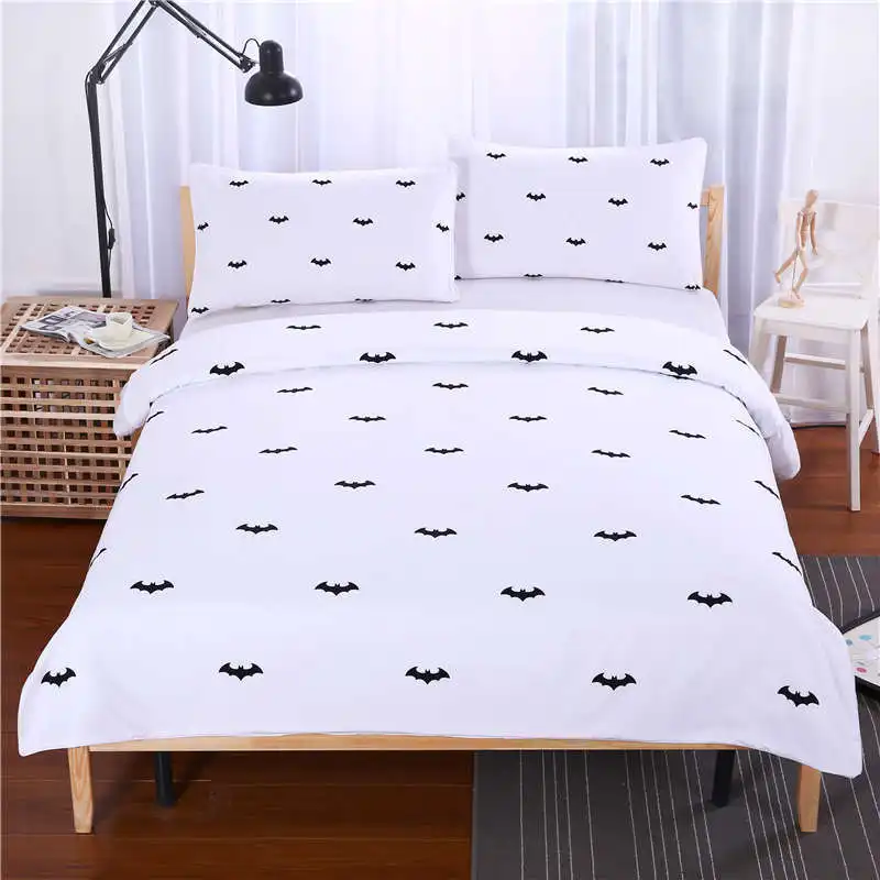 

High Quality Bedding Set Bat-man Pattern Bed Linings Duvet Cover Bed Sheet Pillowcases Cover Set For 1.2/1.5/1.8/2/2.2m Bed