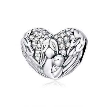 

Heart Shape Beads for Jewelry Making Real 925 Sterling Silver Dazzling CZ Charm for Original Bracelets Bangle SCC1462