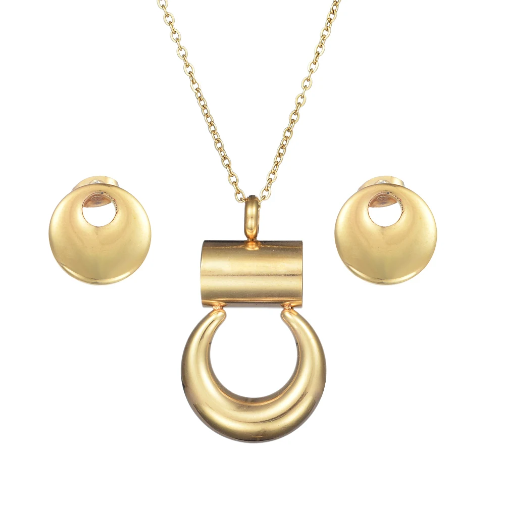 

007Jewelry Set for Women Gold Color Round Design Necklace Stud Earrings Party Jewelry 2020 Indian Jewelry Sets for Women