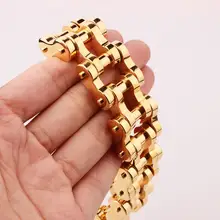 Высокое качество 18 мм/22 мм мужской золотой тон двигатель браслет Байкерской Цепи Байкер ювелирные изделия браслет 316L нержавеющая сталь