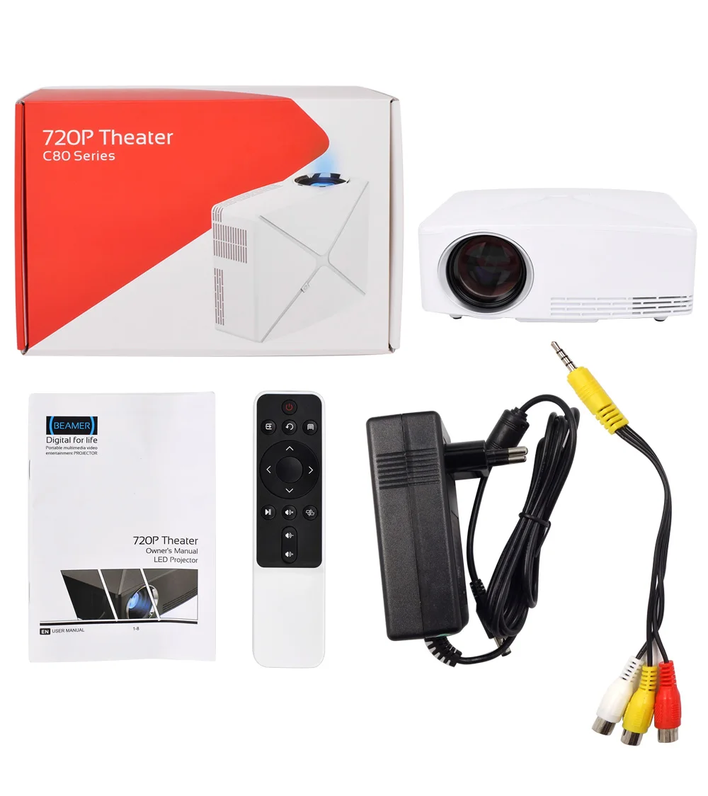 ThundeaL Мини проектор C80 до 1280x720 Разрешение Android WIFI LED 3D портативный HD домашний