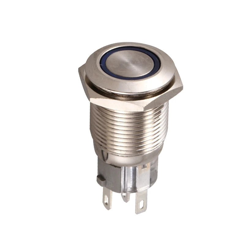 Angel Eye Metal LED Momentary 16mm Push Button Switch 12V SPST