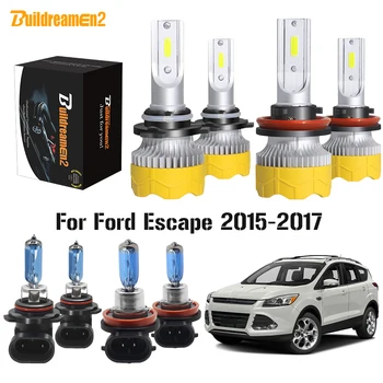 

Buildreamen2 4 Pieces Car Headlight High Low Beam LED Halogen Headlamp Light White 9005 H11 12V For Ford Escape 2015 2016 2017