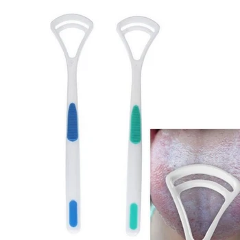 

2pcs Tongue Cleaner Silica Handle Bad Breath Remover Hand Scraper Brush Oral Hygiene Dental Care Tool
