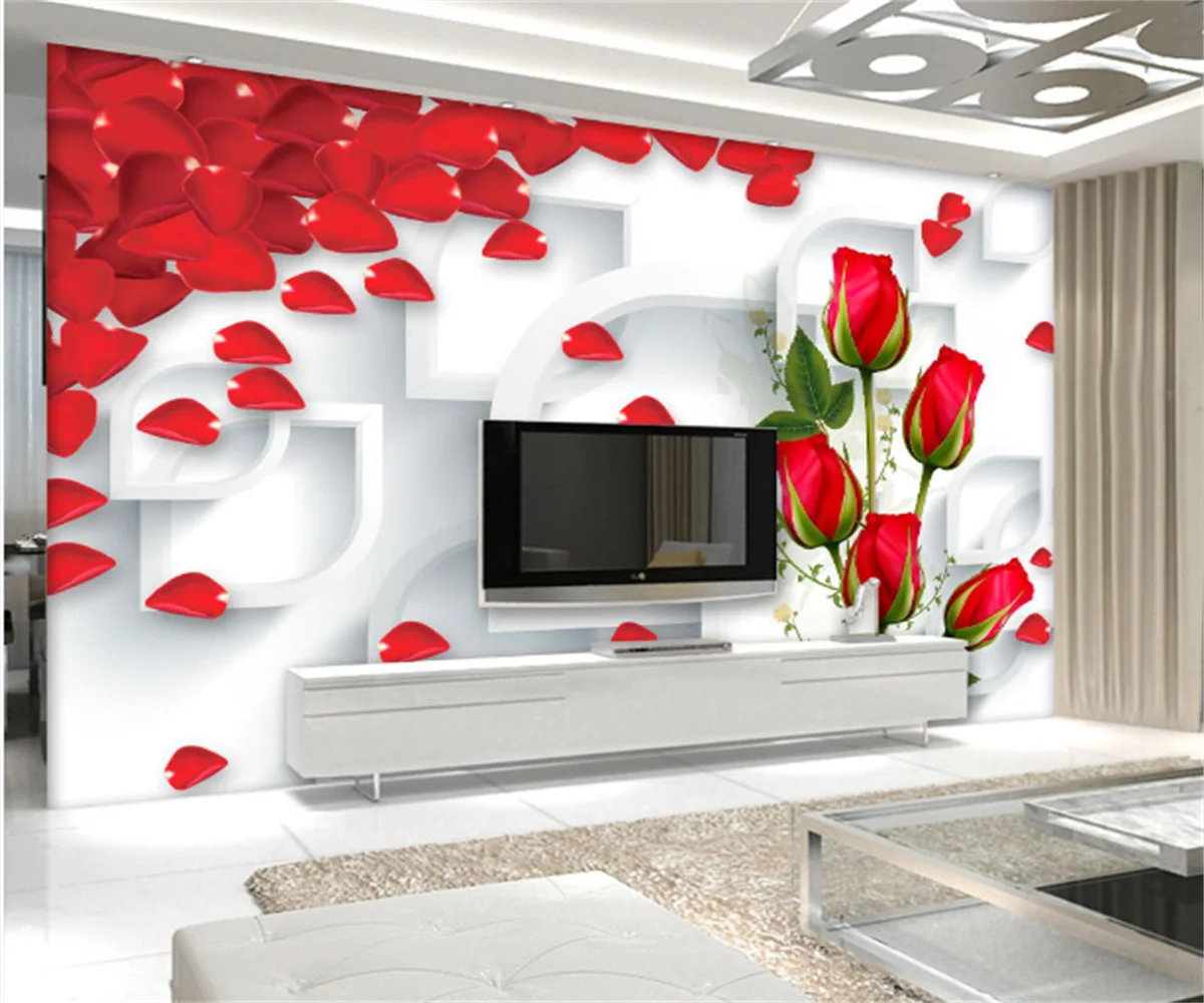 

Customize any size wallpaper mural Nordic luxury roses three-dimensional living room bedroom stickers papel de parede 3d paier