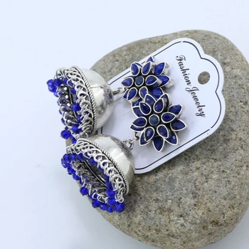 

3 Pairs Ethnic Peacock Flower Design Blue Indian Drop Earrings Kit Jewelry Women N0HE