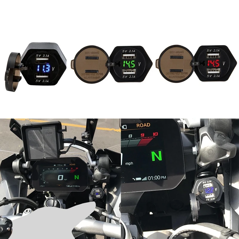 Мотоциклетное двойное зарядное устройство USB для B-M-W R1250GS/ADV LC, зарядное устройство для Triumph Tiger для Ducati Multistrada 1200, прикуриватель