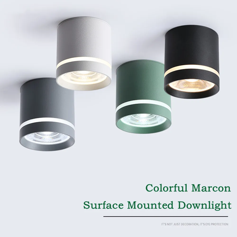 

Colorful Led Downlight Surface Mounted Indoor Ceiling Lamp 7W 10W 12W Dimmable Living Room Bedroom Corridor OfficeStore Lighting