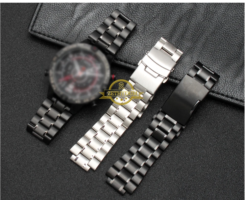 Твердый ремешок из нержавеющей стали для часов timex T2N720 T2N721 T2N739 ремешок для часов серебристый черный браслет 24*16 мм металлический ремешок для часов