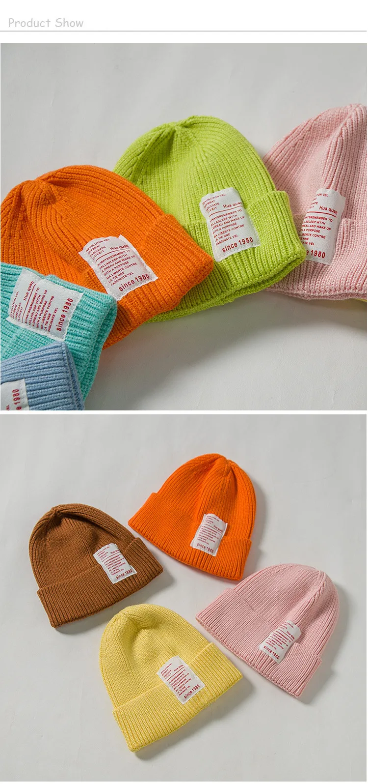 Зимняя мягкая теплая детская шапочка для маленьких мальчиков и девочек, эластичные вязаные шапки ярких цветов с аппликацией, детская повседневная шапка, шапка