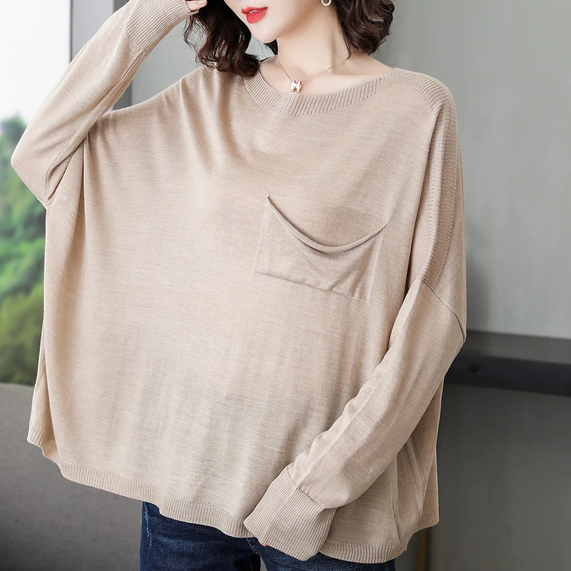 

Women Extra Large Sweater Blouse Spring Ladies Batwing Sleeve Loose Knitwear Female Oversize Knit Tops Pullovers