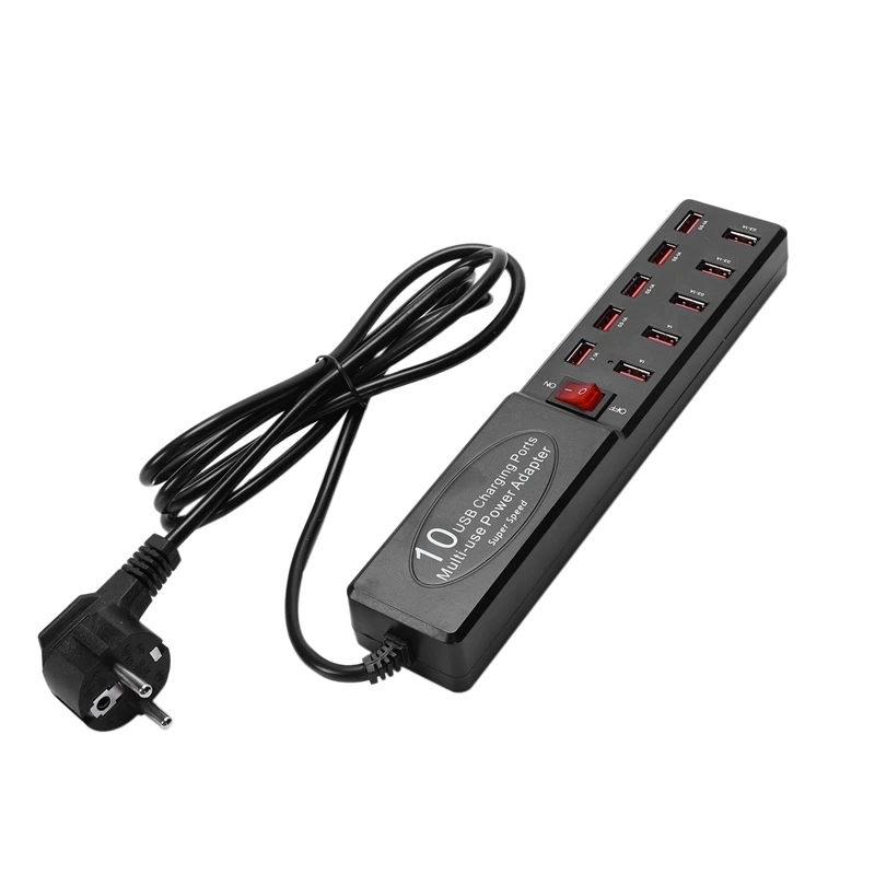 Мульти 10 портов Ac-usb-хаб, адаптер для быстрой полосы питания, настенное дорожное настольное зарядное устройство, зарядная станция для Iphone, samsung, Htc, Tabl