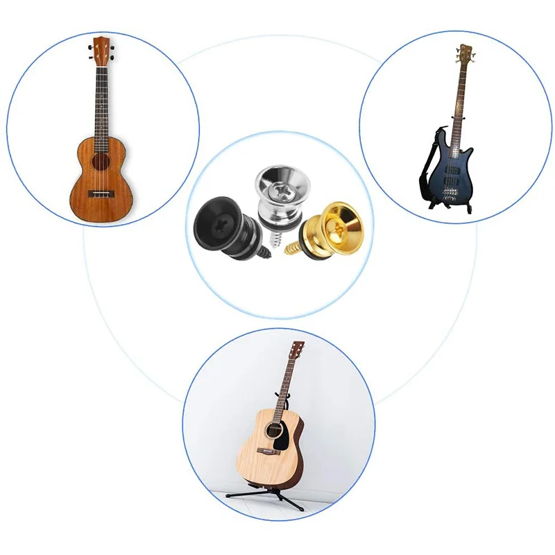 Guitar Strap Locks End Pins Tail Nail Lock Button Pegs Screw Flat Head for Acoustic Classical Electric Guitar Bass Ukulele 2Pcs musical instruments accessories guitar parts