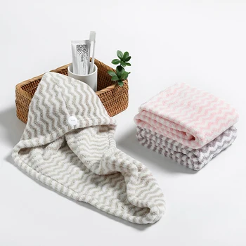 

Coral Fleece Towel Drying Hair Wrap Bathing Head Cap Turban Twist Quick Dry Shower Head Hair Towel Button Towels Bathroom D30