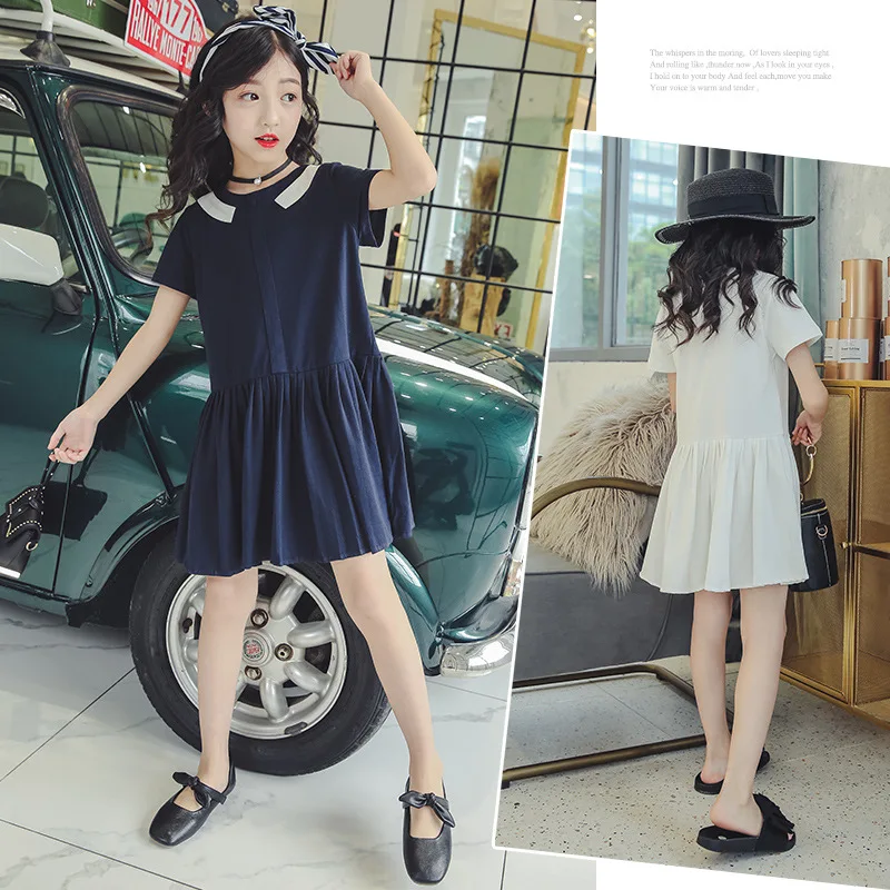 

Girls Korean-style Dress 2019 Summer New Products Big Virgin Pure Cotton Bowtie Characteristics Skirt Children Long Skirts