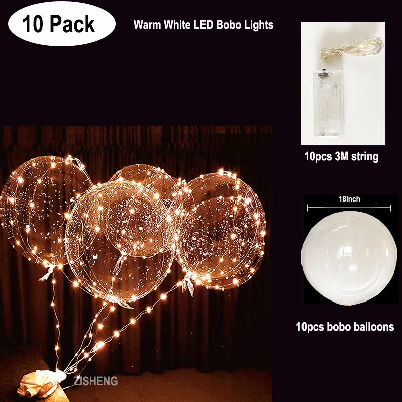 Tanie 10Pack LED Light Up balony Bobo 18 Cal blask przezroczysty sklep