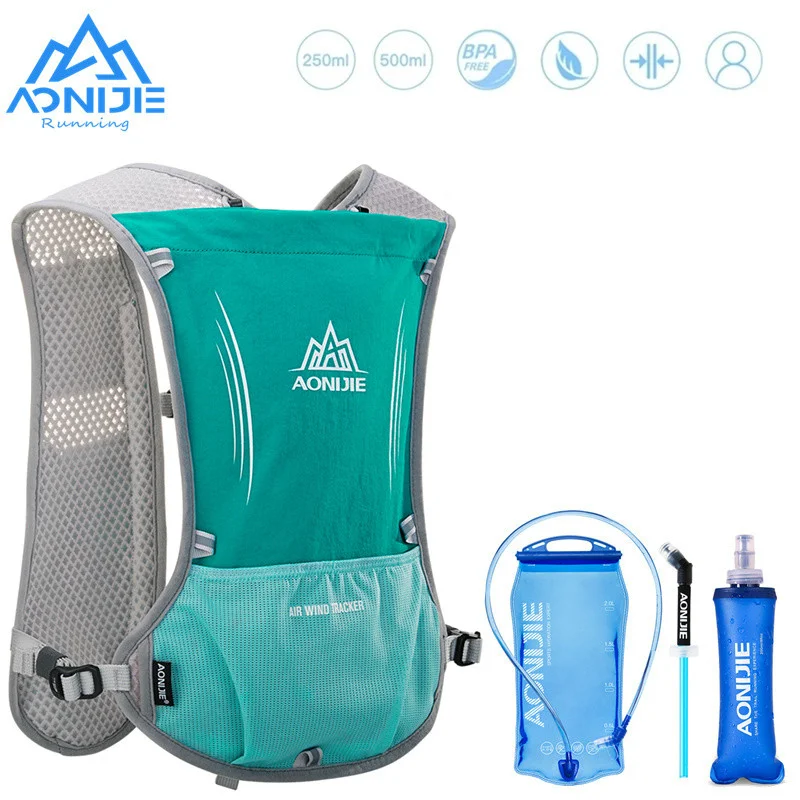 

AONIJIE 5L Hydration Backpack Rucksack Bag Vest Harness with 1.5L Water Bladder 500ml Soft flask Hiking Camping Running Marathon