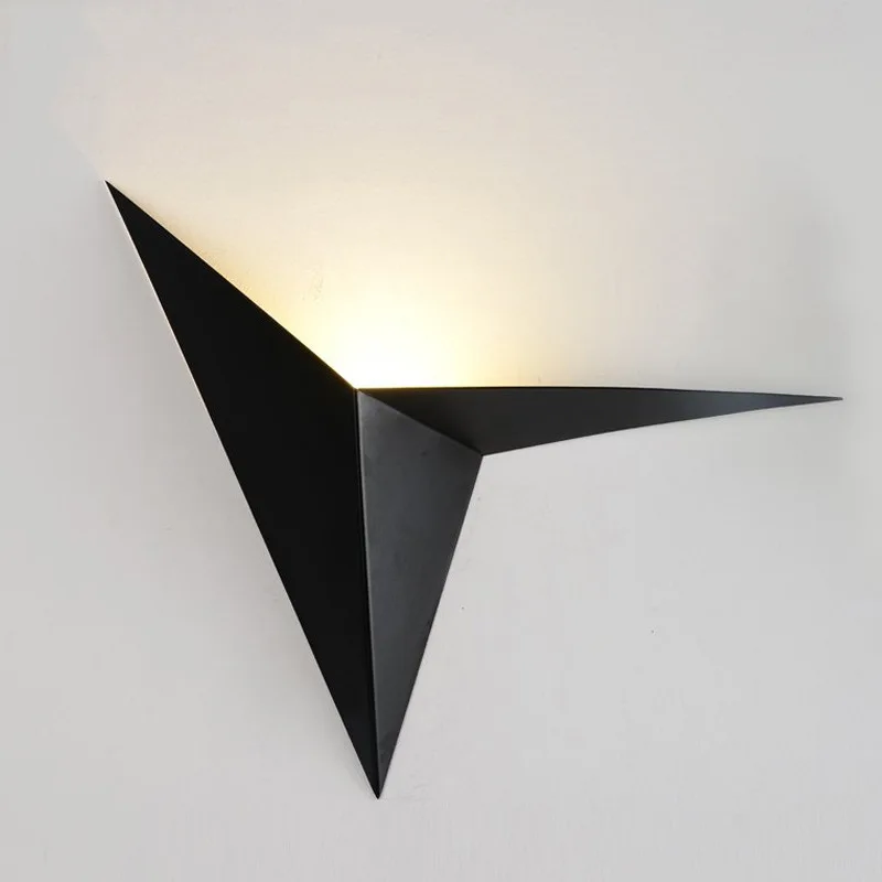 

5PCS 5W Creative Wrought Iron Shaped Triangle Wall Lamp Nordic Minimalist Bedroom Bedside Study Hotel Room Mirror Headlights