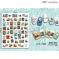 10pcs Autumn Cartoon Panda Nail Stickers Cupid Self-Adhesive Transfer Decals Slider DIY Tips Nail Art Decorations Manicure Wrap