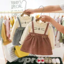 Милый плед для маленьких девочек, цельнокроеное платье с оборками и воротником, комбинированное платье на бретелях