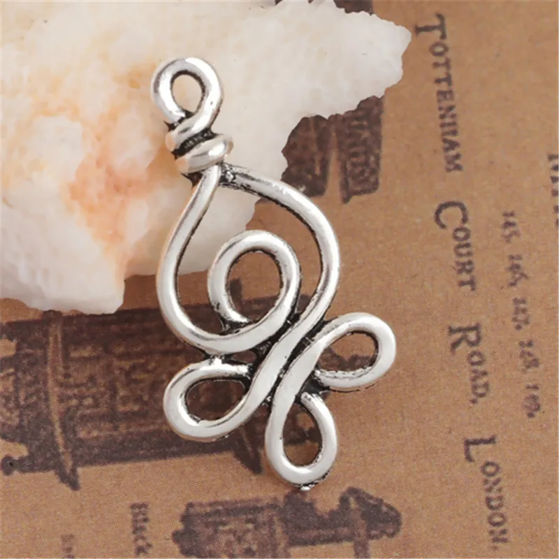 DoreenBeads Мода цинковый сплав кулон узел старинные серебряные ювелирные изделия DIY фурнитура компоненты 28 мм x 15 мм(5/"), 4 шт