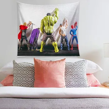 

Funny Wall Art Marvel Poster Dossal Nordic Superhero Secre Daily Life Hulk in Toilet Cloth Tapestry Kids Room Decor X4604