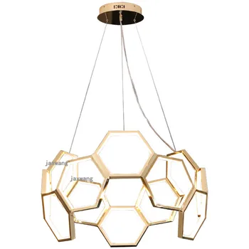 

Postmodern Light Luxury LED Pendant Lamps Nordic Warm Hanging Lamps Geometric Chandelier Warm Light Fixures Kitchen Accessories