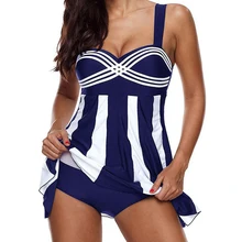 Плюс размер купальник женский из двух частей купальник с высокой талией Танкини Купальники большого размера купальный пляжный костюм одежда купальный костюм